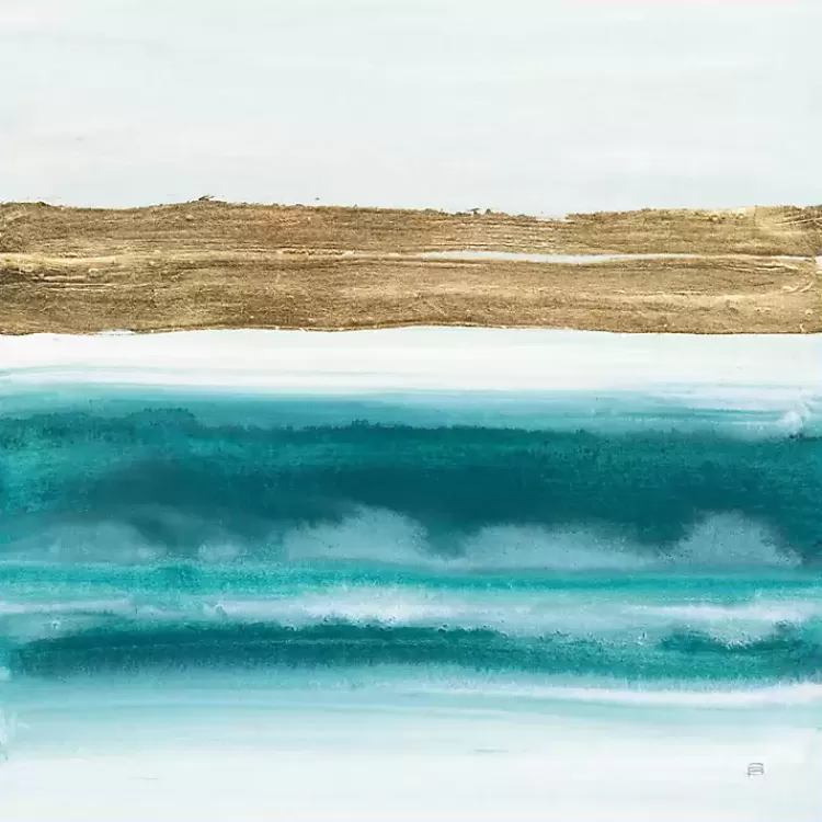 Abstract Gold Emerald Beach III Canvas Art Print>Kirklands Home Hot