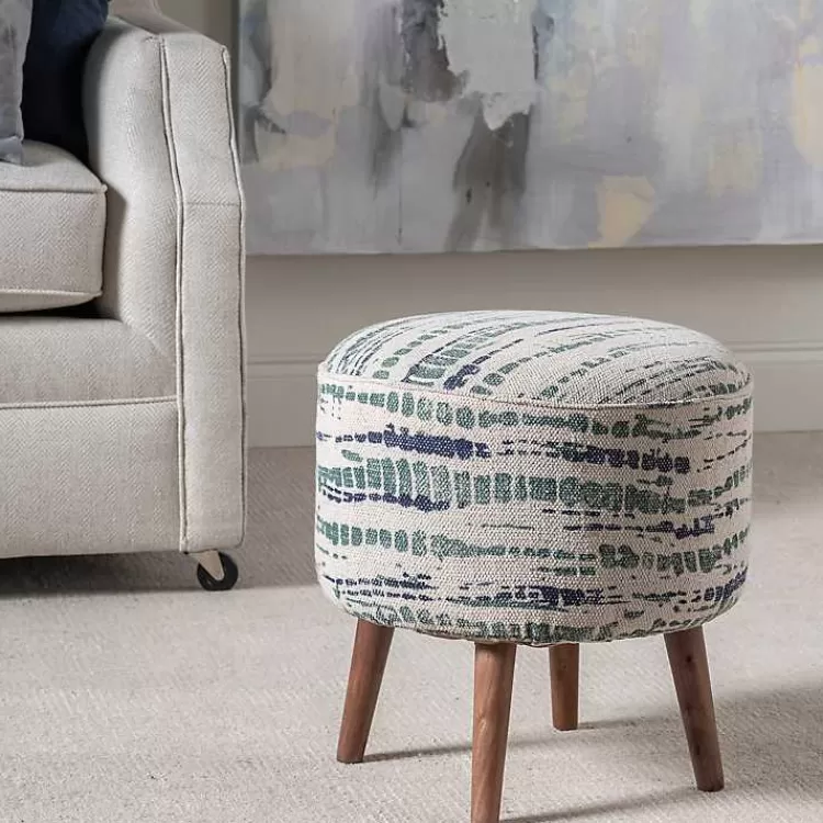 Abstract Lines Wood Ottoman Stool>Kirklands Home Online