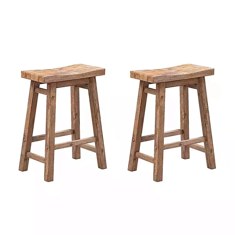 Acacia Barnwood Saddle Counter Stools, Set of 2>Kirklands Home Online