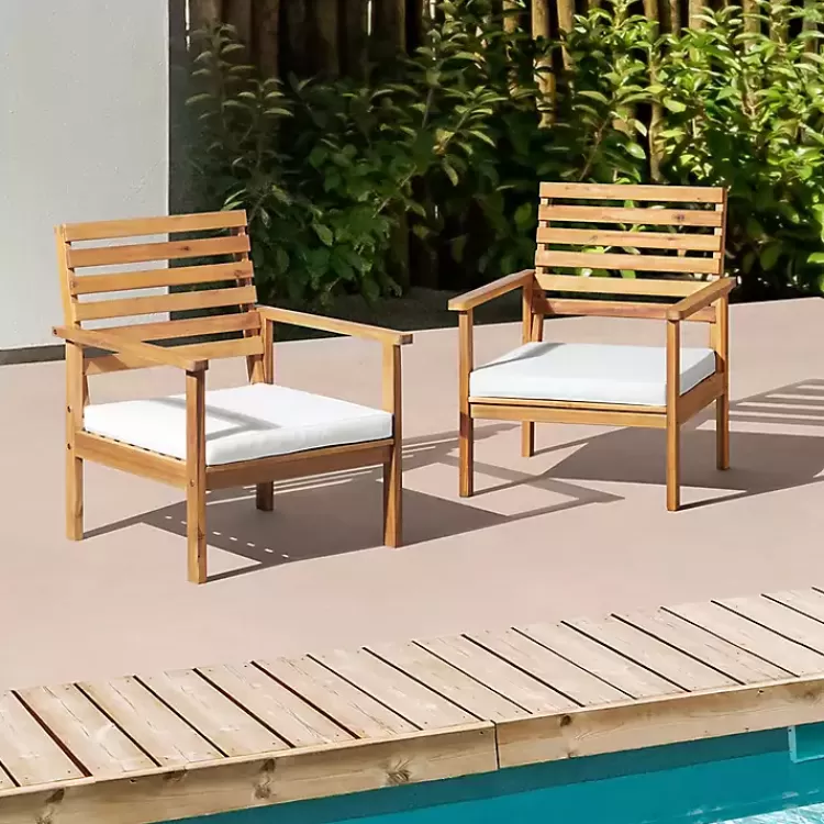 Acacia White Cushioned Outdoor Chairs, Set of 2>Kirklands Home Outlet
