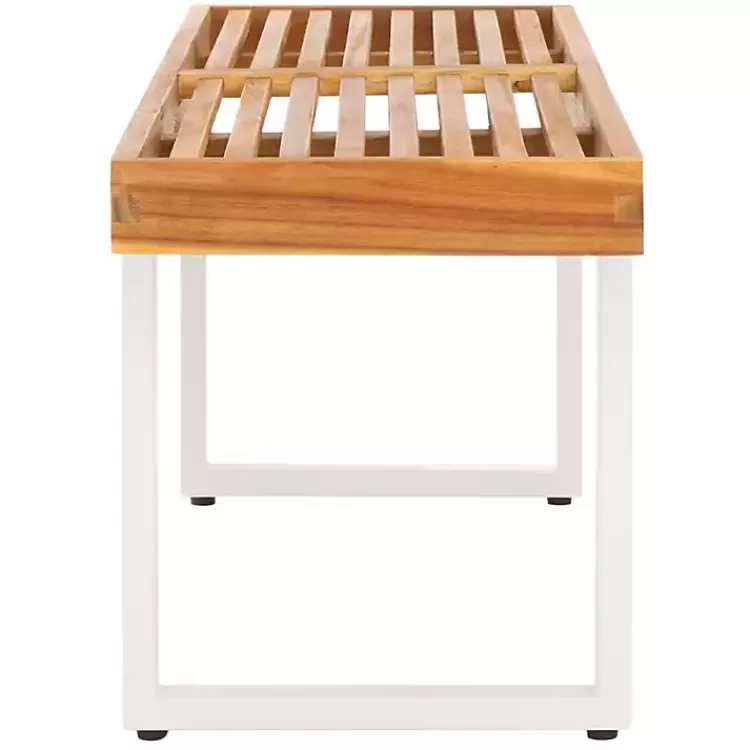 acacia_wood_and_white_metal_monti_outdoor_bench_6.webp Acacia Wood and Metal Monti Outdoor Bench>Kirklands Home Outlet