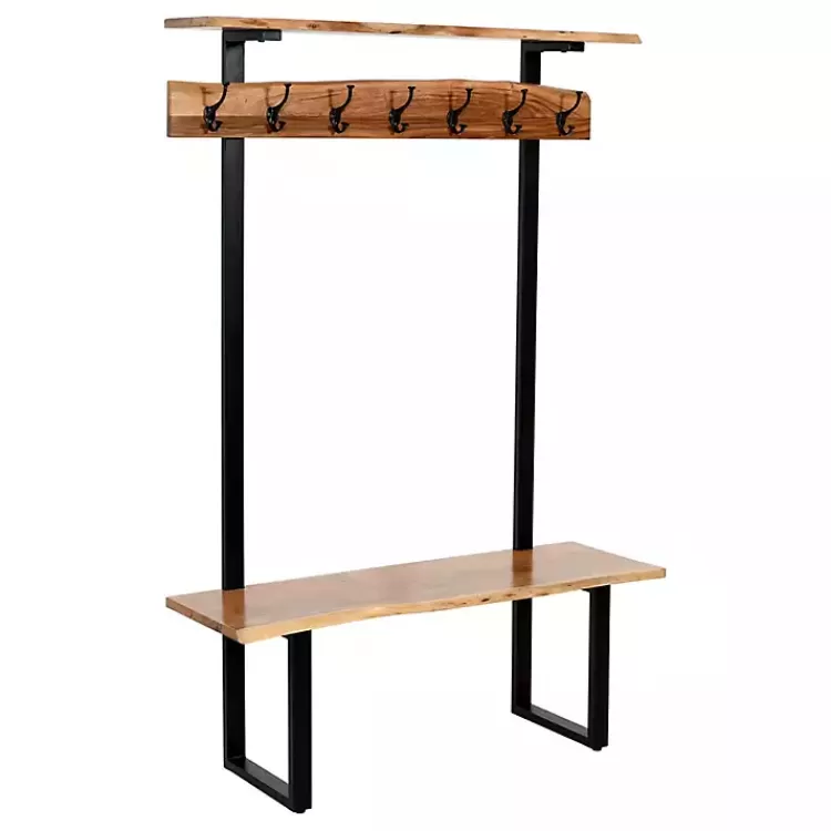 Acacia Wood Modern Storage Hooks Hall Tree>Kirklands Home Fashion