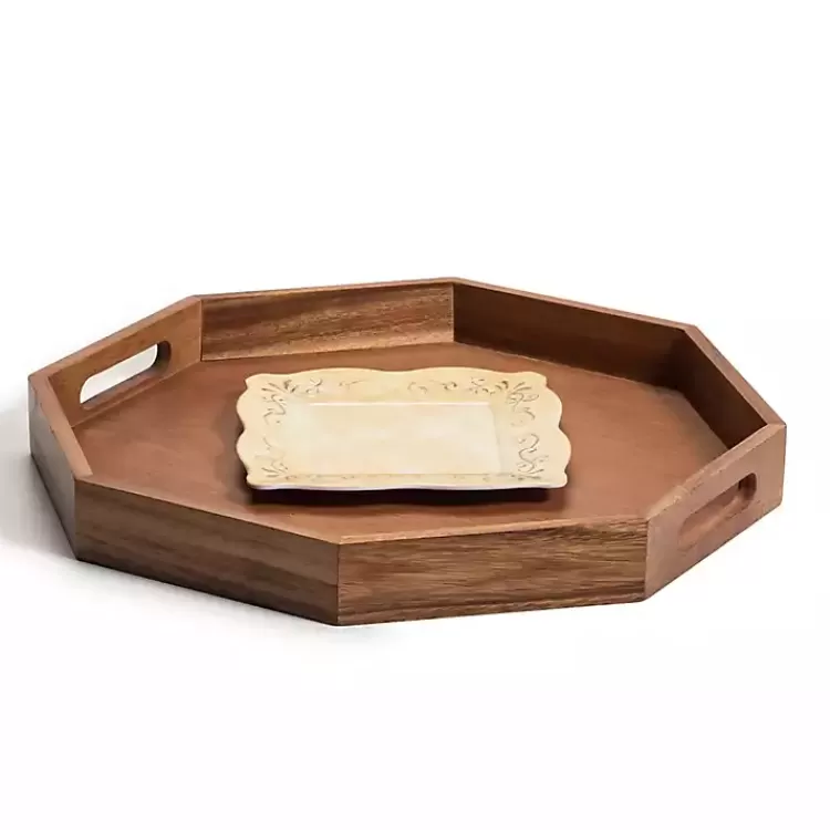 Acacia Wood Octagon Serving Tray, 17 in.>Kirklands Home Store