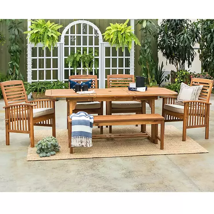 Acacia Wood Outdoor 6-pc. Dining Set>Kirklands Home Cheap