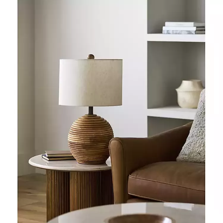 Acacia Wood Ribbed Polo Table Lamp>Kirklands Home Best