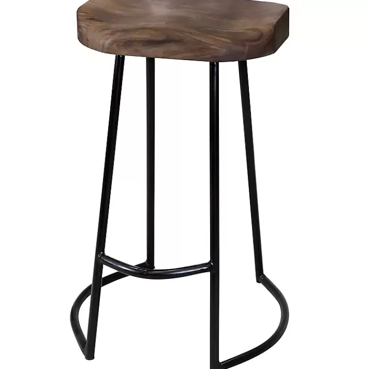 Acacia Wood Seat Wrought Iron Base Counter Stool>Kirklands Home Hot