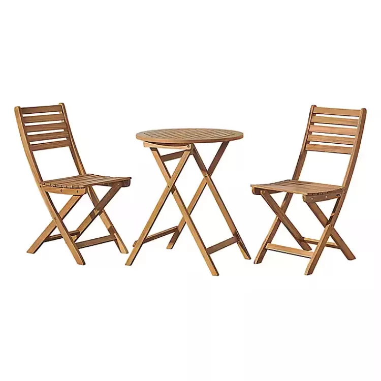Acacia Wood Slatted 3-pc. Outdoor Bistro Set>Kirklands Home Cheap