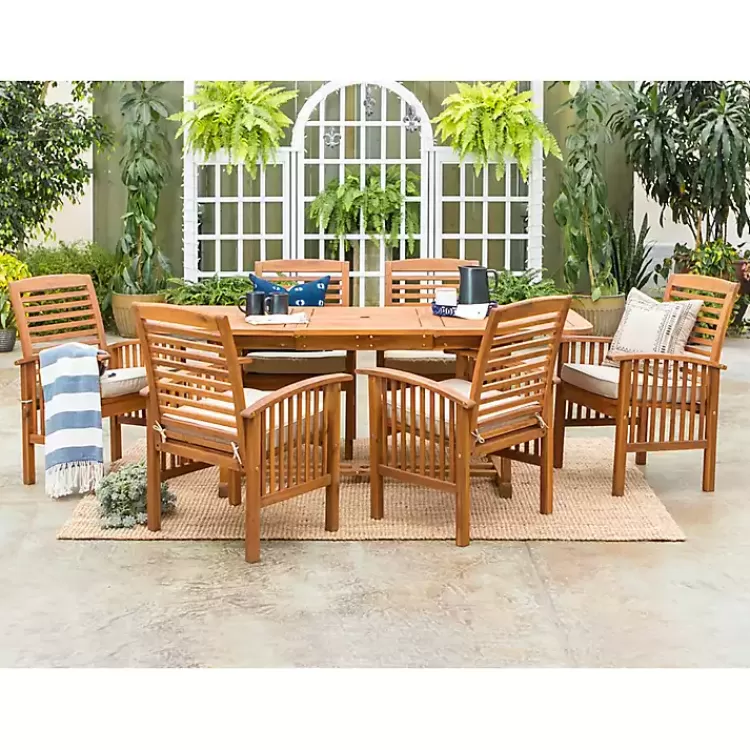 Acacia Wood Slatted 7-pc. Outdoor Dining Set>Kirklands Home Clearance