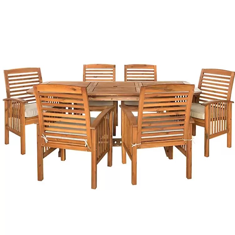 Acacia Wood Slatted 7-pc. Outdoor Dining Set>Kirklands Home Clearance
