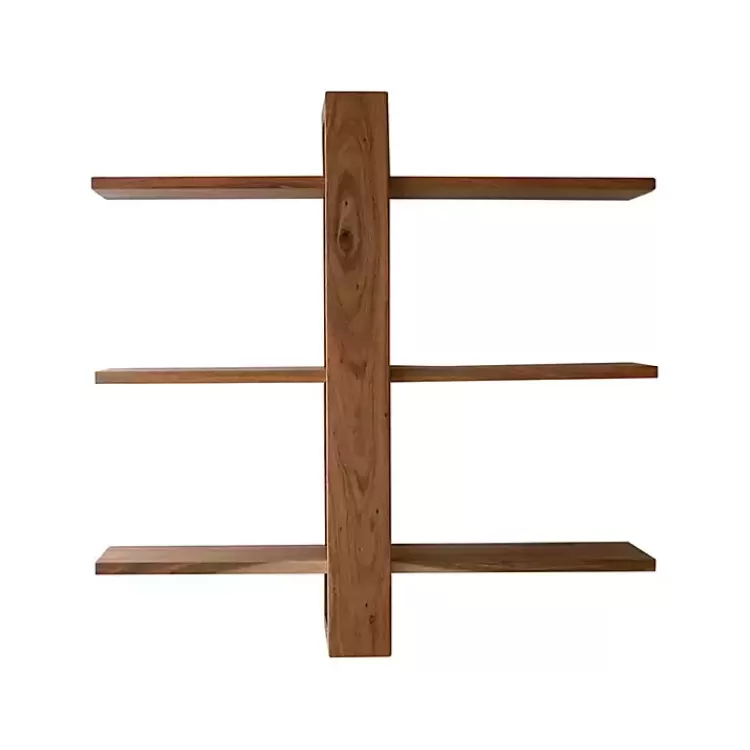 Adjustable 3-Tier Acacia Wood Wall Shelf>Kirklands Home Hot