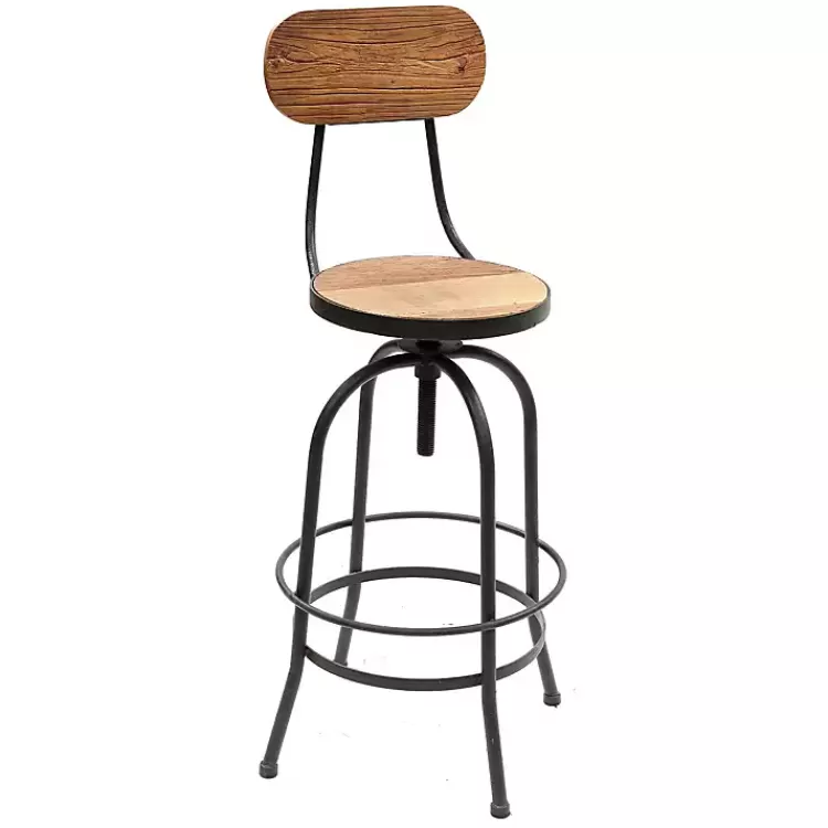 Adjustable Wood and Metal Industrial Bar Stool>Kirklands Home Store