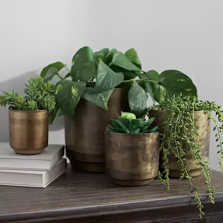 Aged Brass Flower Pots, Set of 4>Kirklands Home Best Sale