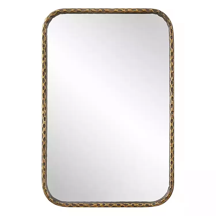Aged Bronze Hammered Metal Wall Mirror>Kirklands Home Clearance