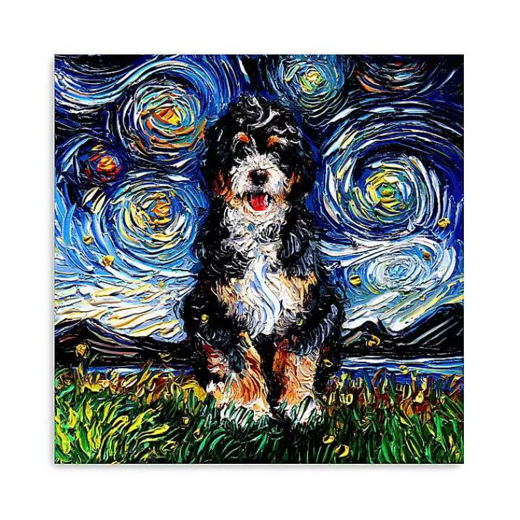 Aja Trier Bernadoodle Starry Night Canvas Print>Kirklands Home Clearance