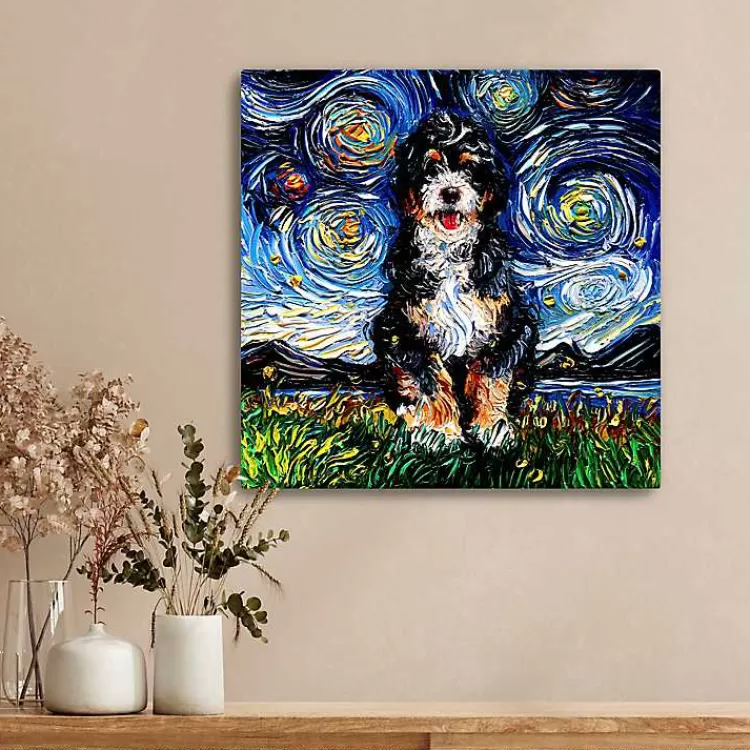 Aja Trier Bernadoodle Starry Night Canvas Print>Kirklands Home Clearance