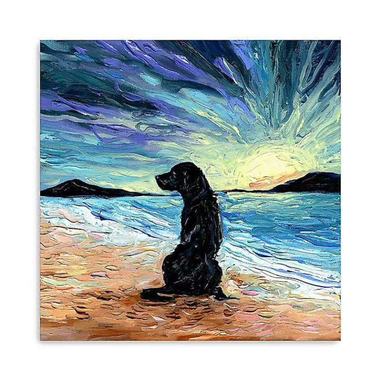 Aja Trier Black Lab Beach Days Canvas Art Print>Kirklands Home Online