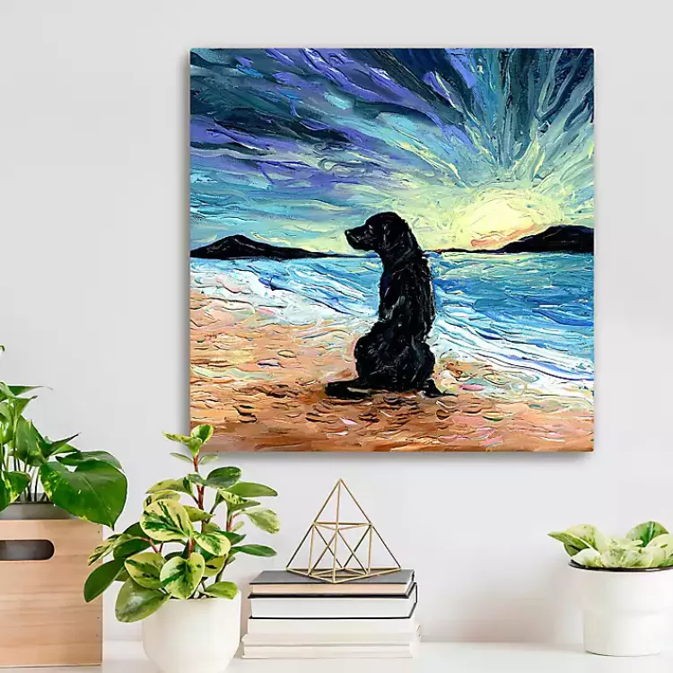 Aja Trier Black Lab Beach Days Canvas Art Print>Kirklands Home Online