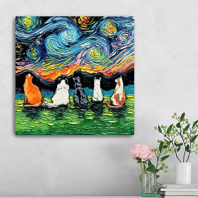Aja Trier Cat Friends Starry Night Canvas Print>Kirklands Home Store
