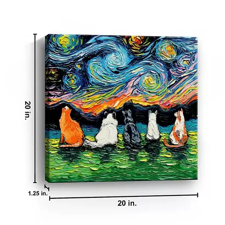 Aja Trier Cat Friends Starry Night Canvas Print>Kirklands Home Store