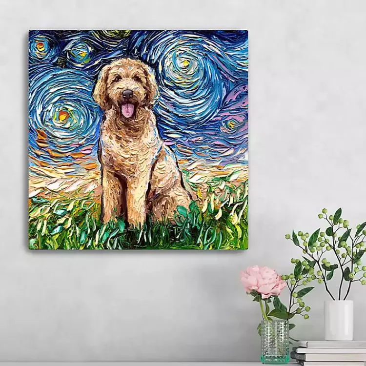 Aja Trier Goldendoodle Starry Night Canvas Print>Kirklands Home Shop