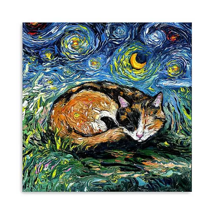 Aja Trier Sleepy Calico Starry Night Canvas Print>Kirklands Home Shop