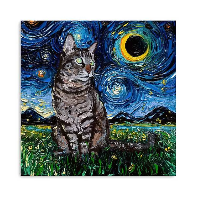Aja Trier Tabby Cat Starry Night Canvas Art Print>Kirklands Home Cheap