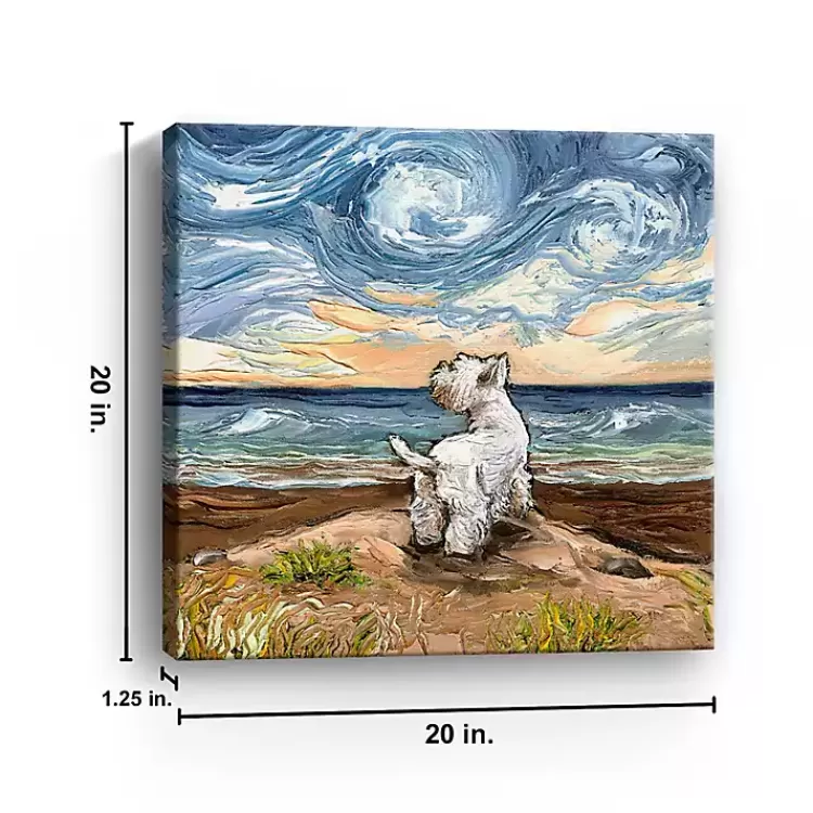 aja_trier_westie_starry_beach_canvas_art_print_2.webp Aja Trier Westie Starry Beach Canvas Art Print>Kirklands Home Clearance