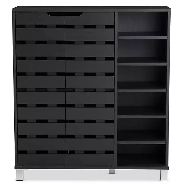 Aldrich Black Slatted Shoe Storage Cabinet>Kirklands Home Fashion