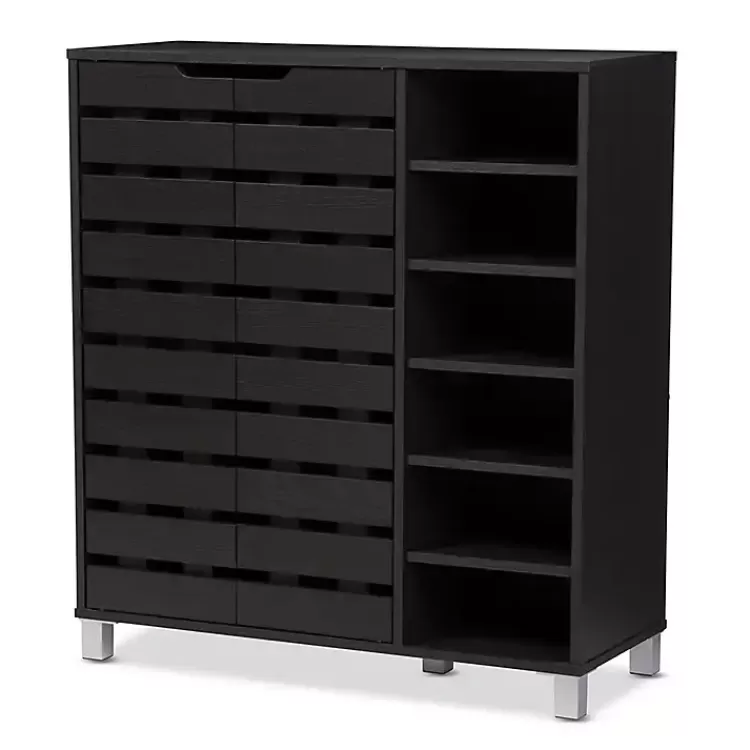 Aldrich Black Slatted Shoe Storage Cabinet>Kirklands Home Fashion