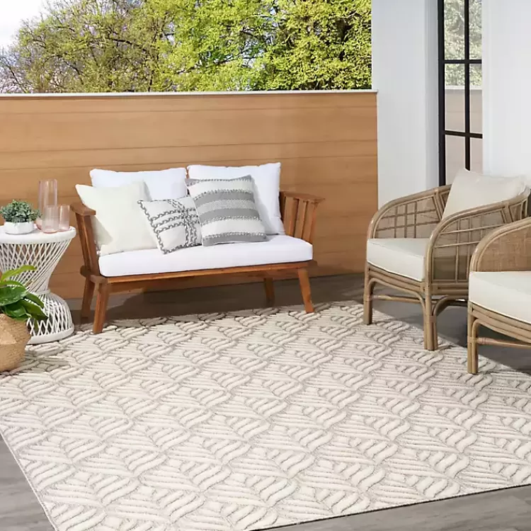Aloha Ivory Botanical Indoor/Outdoor Area Rug, 6x9>Kirklands Home Clearance