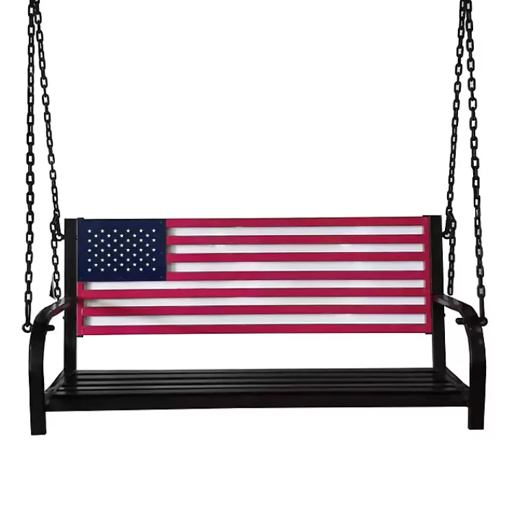 American Flag Metal Bench Swing>Kirklands Home New