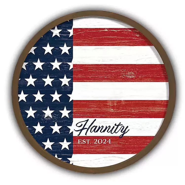 American Flag Personalized Brown Frame Wall Plaque>Kirklands Home Online