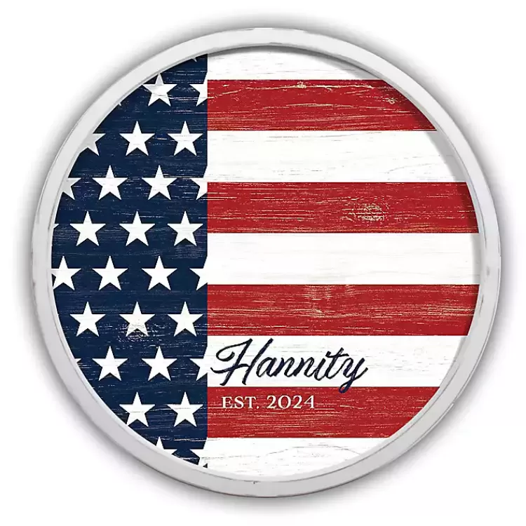 American Flag Personalized White Frame Wall Plaque>Kirklands Home Hot