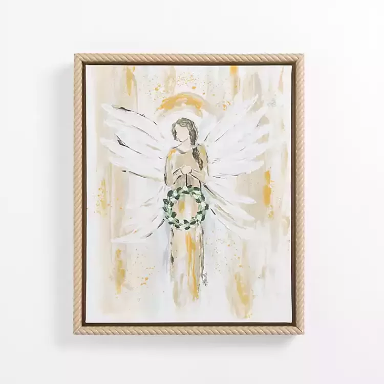 Angel Holding Wreath Framed Canvas Art Print>Kirklands Home Outlet