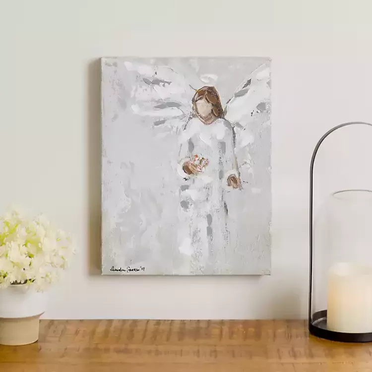 Angel with Bouquet Canvas Art Print>Kirklands Home Cheap