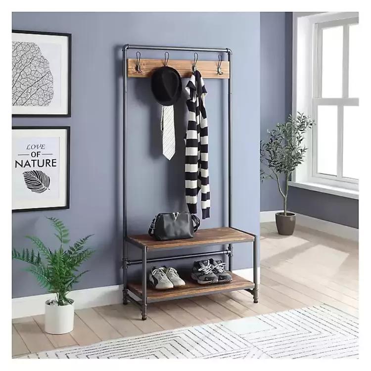 Annalee Industrial Metal and Wood Hall Tree>Kirklands Home Shop