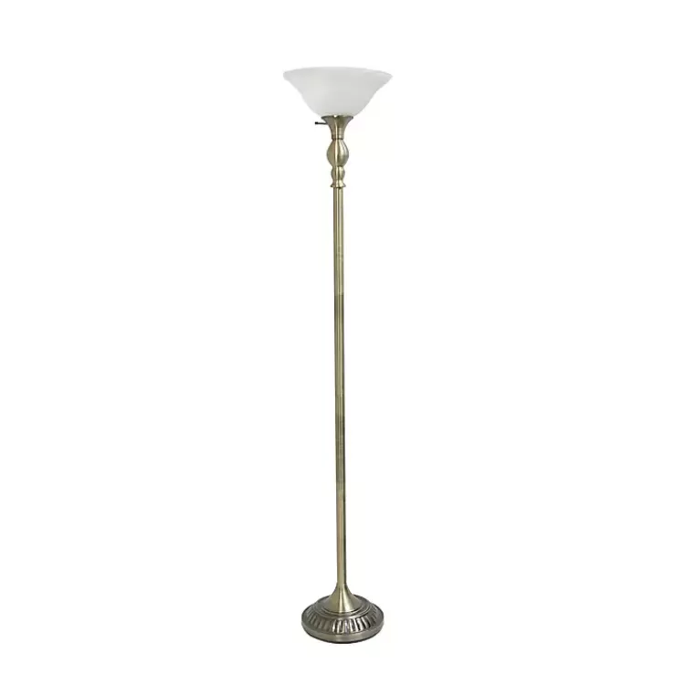 Antique Brass and Marbleized Glass Torchiere>Kirklands Home Best Sale