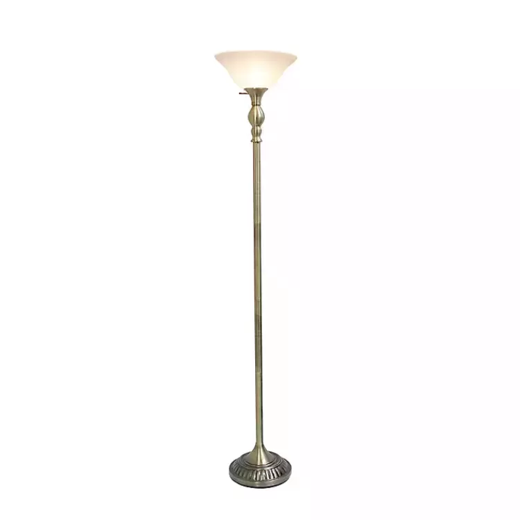 Antique Brass and Marbleized Glass Torchiere>Kirklands Home Best Sale