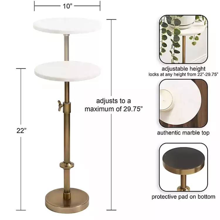 Antique Brass and Marble Adjustable Table>Kirklands Home Hot