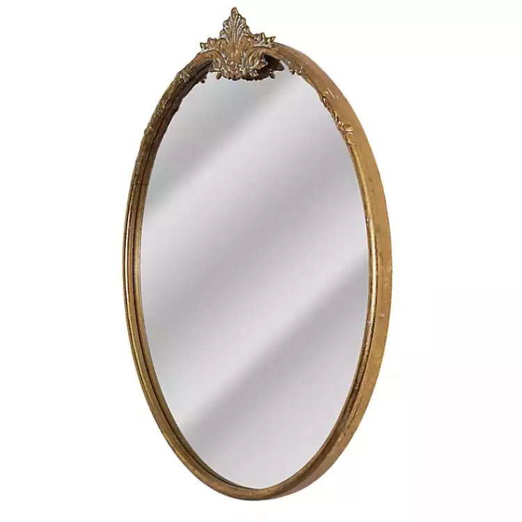 Antique Brass Metal Ornate Round Mirror>Kirklands Home New