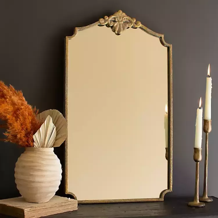 Antique Brass Metal Vertical Wall Mirror>Kirklands Home Shop