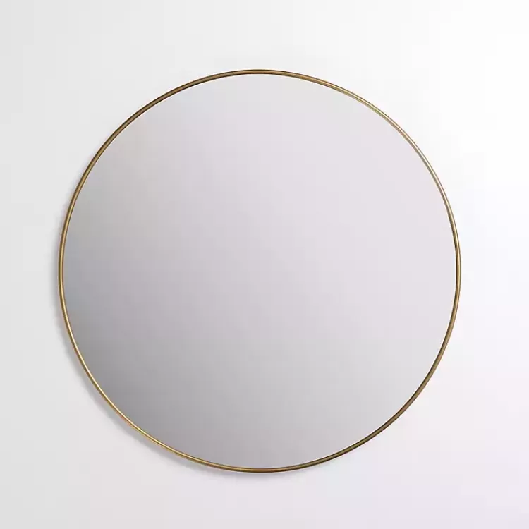 Antique Brass Nouveau Linear Round Mirror>Kirklands Home Best Sale