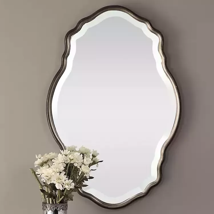 Antique Bronze and Silver Curved Wooden Mirror>Kirklands Home Outlet