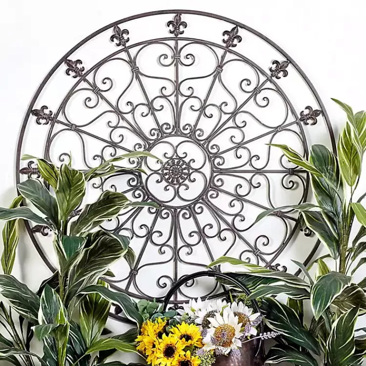 Antique Fleur-de-Lis Medallion Metal Wall Plaque>Kirklands Home Hot
