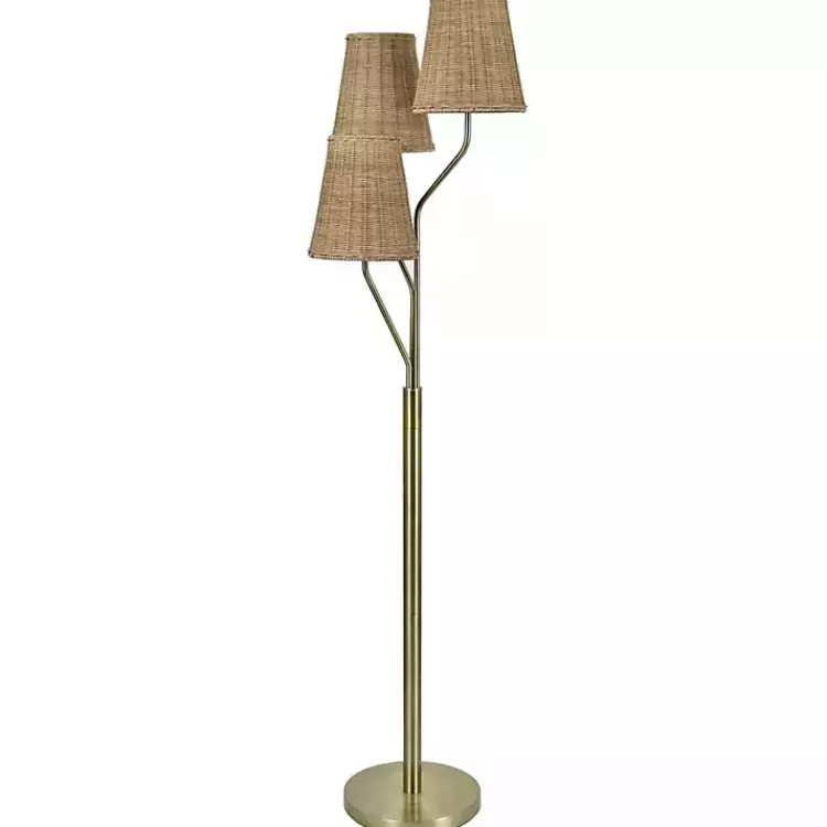 Antique Floor Lamp with Rattan Shades>Kirklands Home Clearance