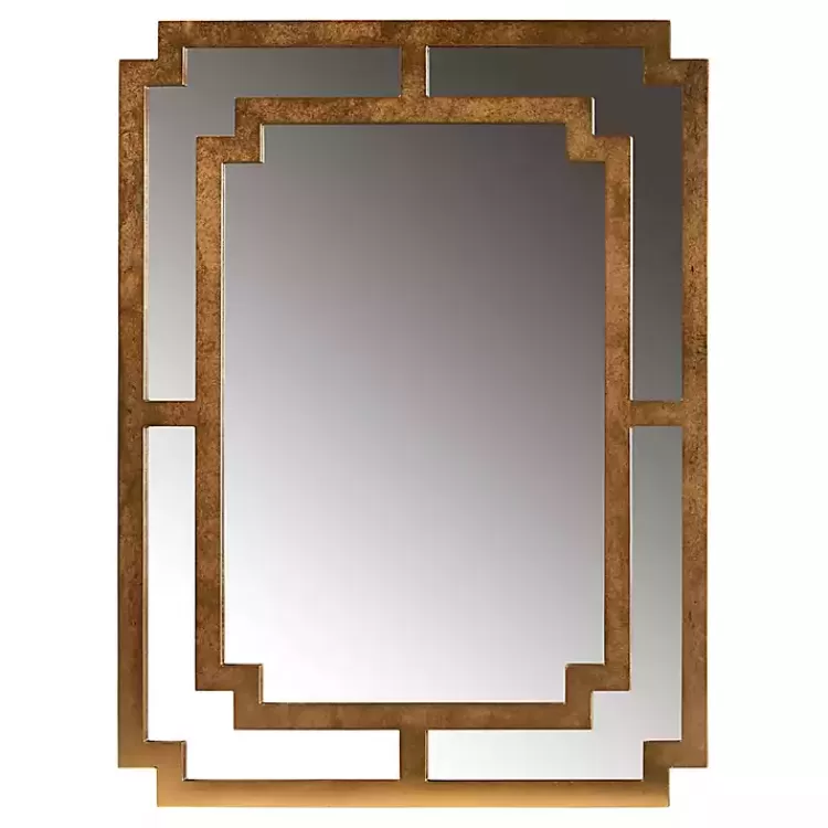 Antique Gold Geometric Overlay Wall Mirror>Kirklands Home Outlet