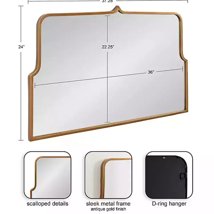 Antique Gold Metal Wide Arched Wall Mirror>Kirklands Home Online