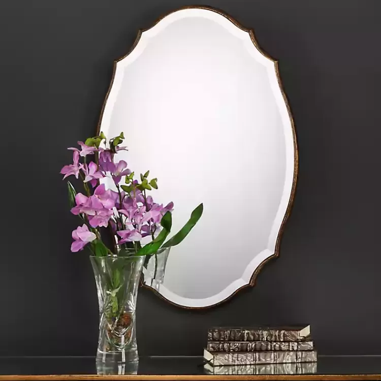 Antique Gold Rounded Edge Wood Wall Mirror>Kirklands Home Best