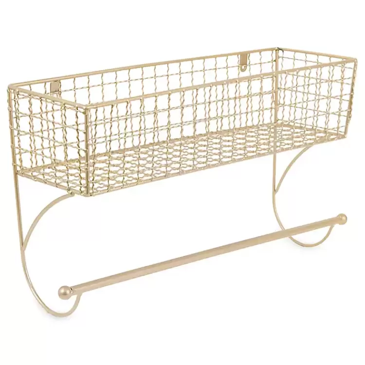 Antique Gold Wire Basket Towel Rack, 17 in.>Kirklands Home Fashion