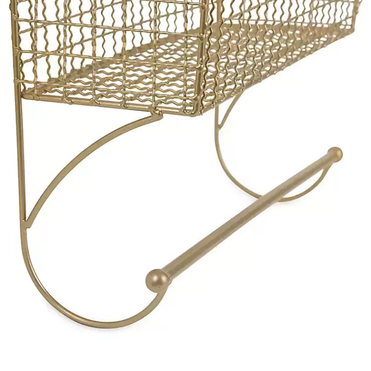 antique_gold_wire_basket_towel_rack__in_2.webp Antique Gold Wire Basket Towel Rack, 17 in.>Kirklands Home Fashion